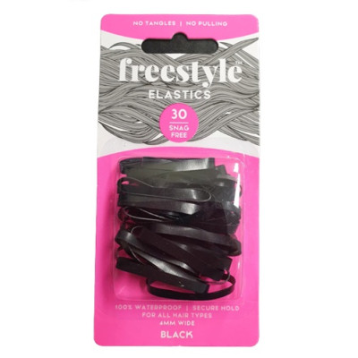 Freestyle Hair Elastics - Black 4mm 30pc